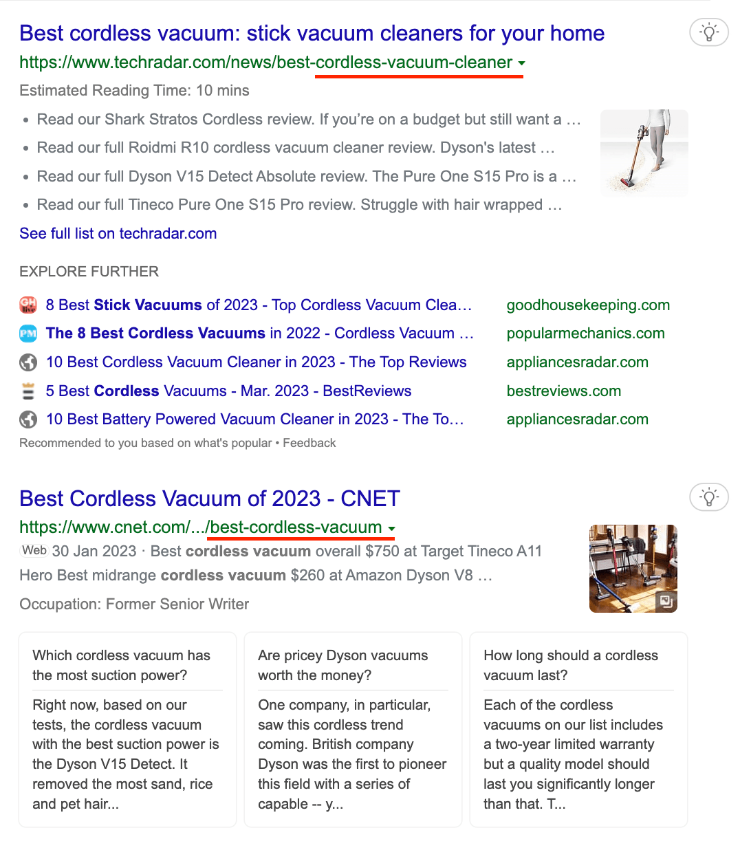 Search results for cordless vacuum cleaner on Bing