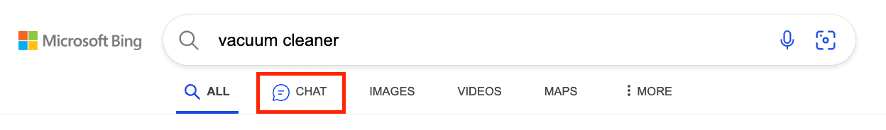 Search result on Bing for vacuum cleaner