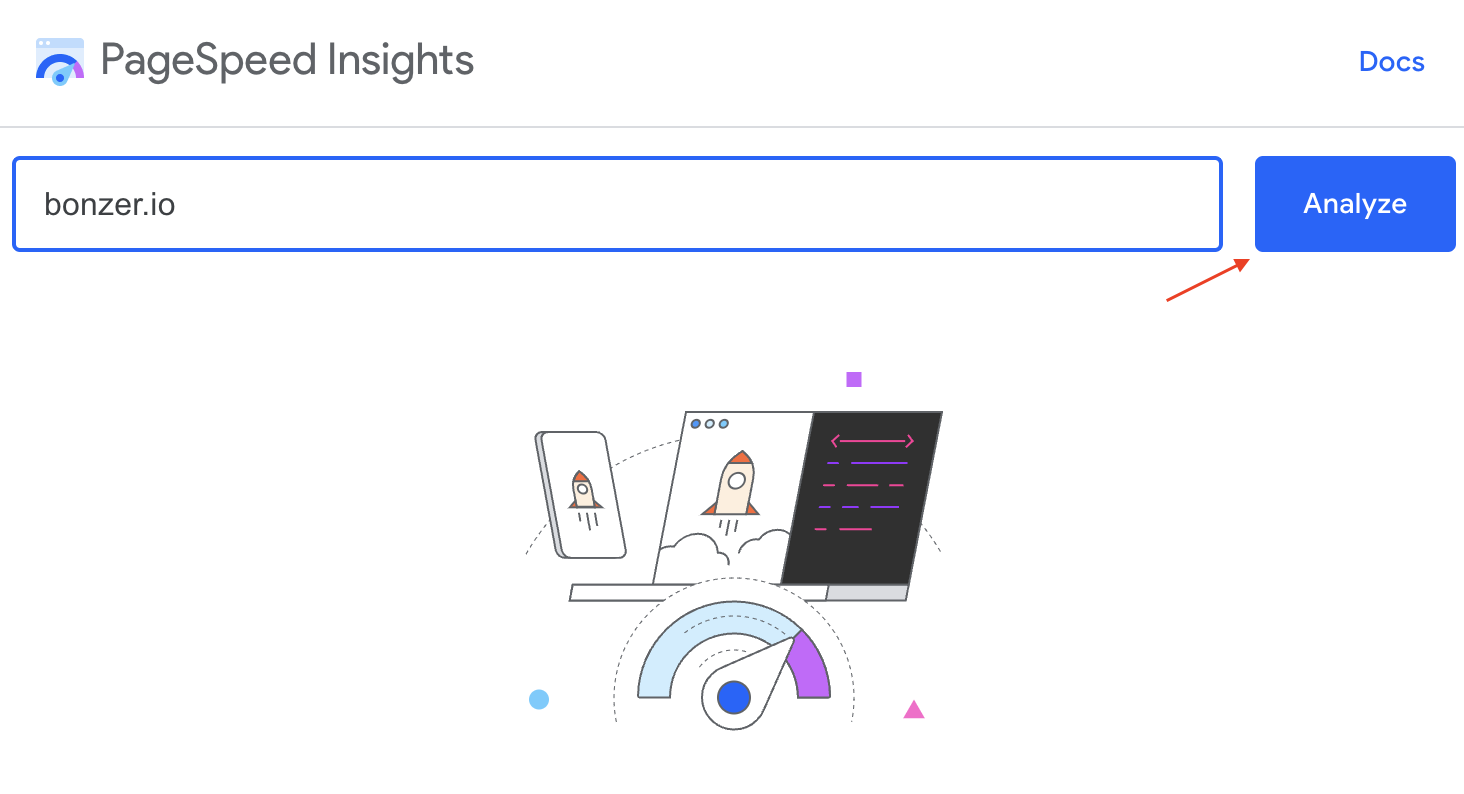 Print screen of PageSpeed Insights website