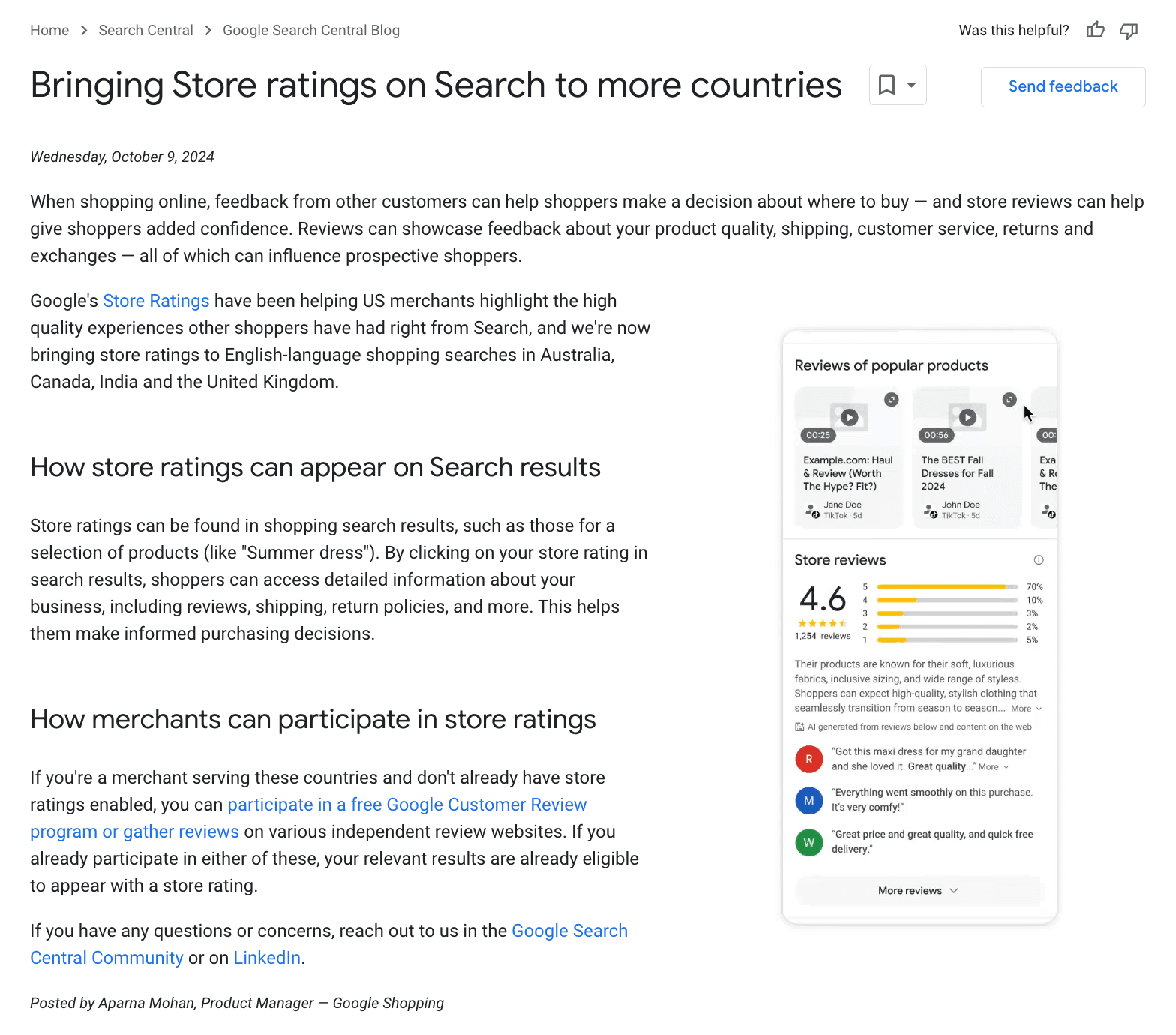 Google expands store ratings feature