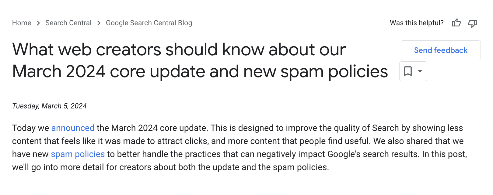 march 2024 google core update