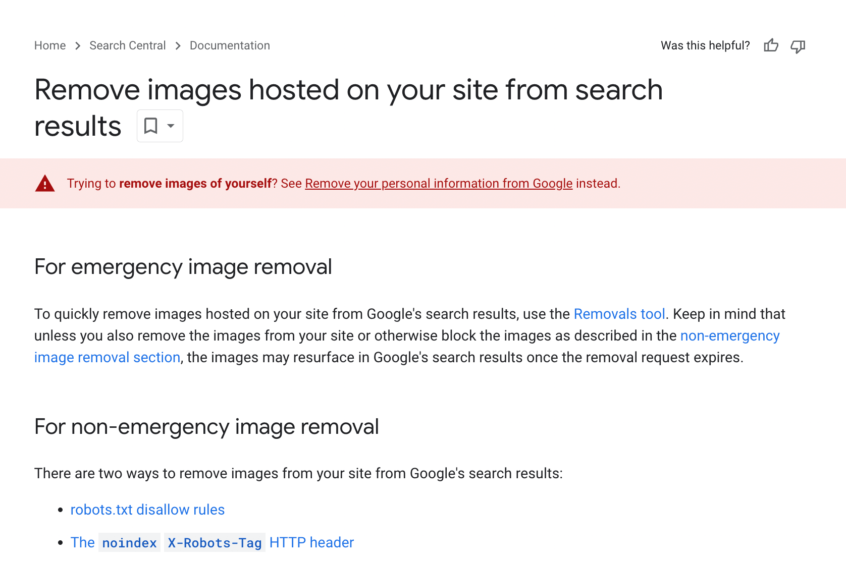 google image removal guidelines