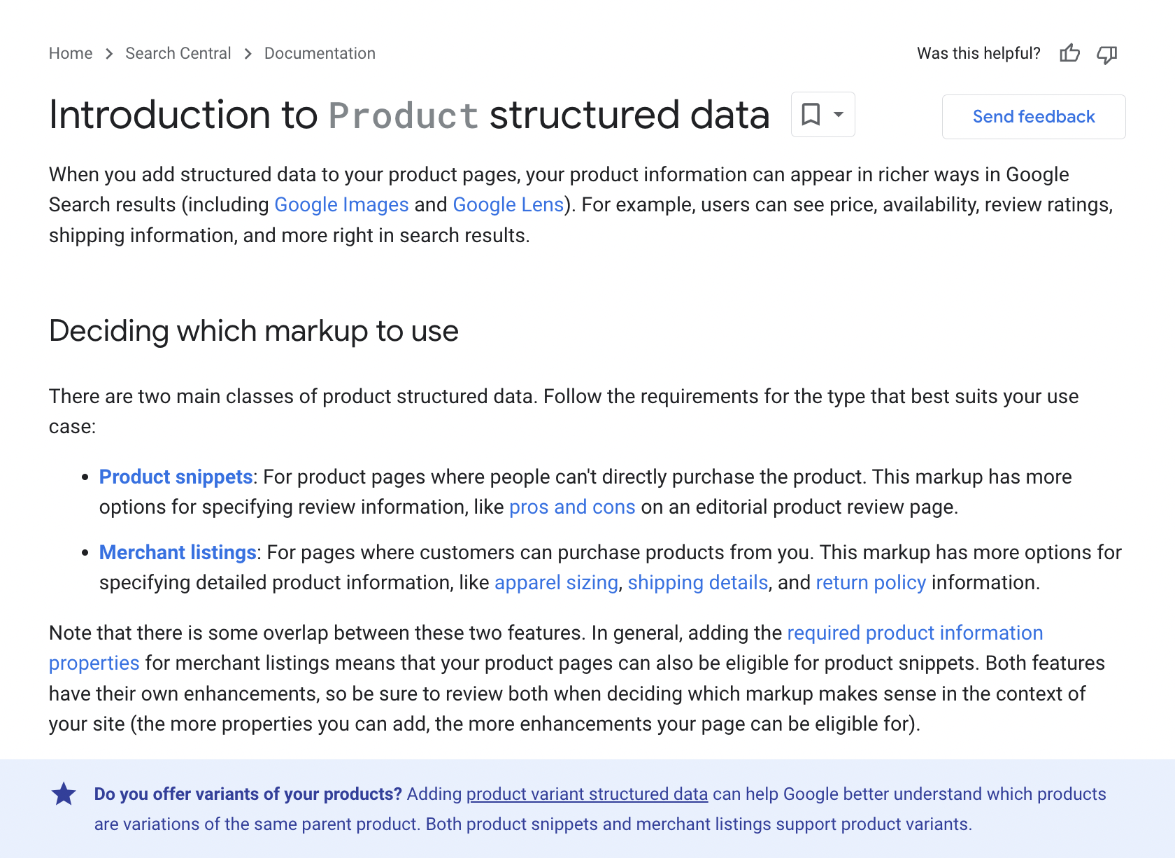 introduction to product structured data
