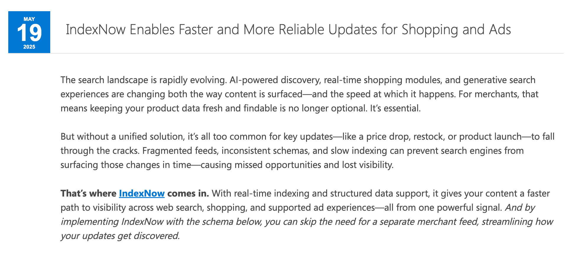 indexnow update