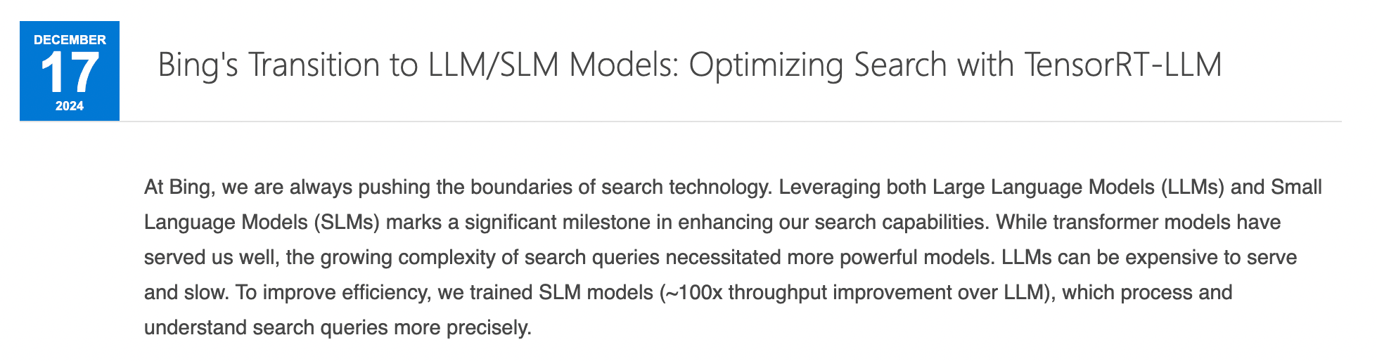 bing's transition to llm/slm models