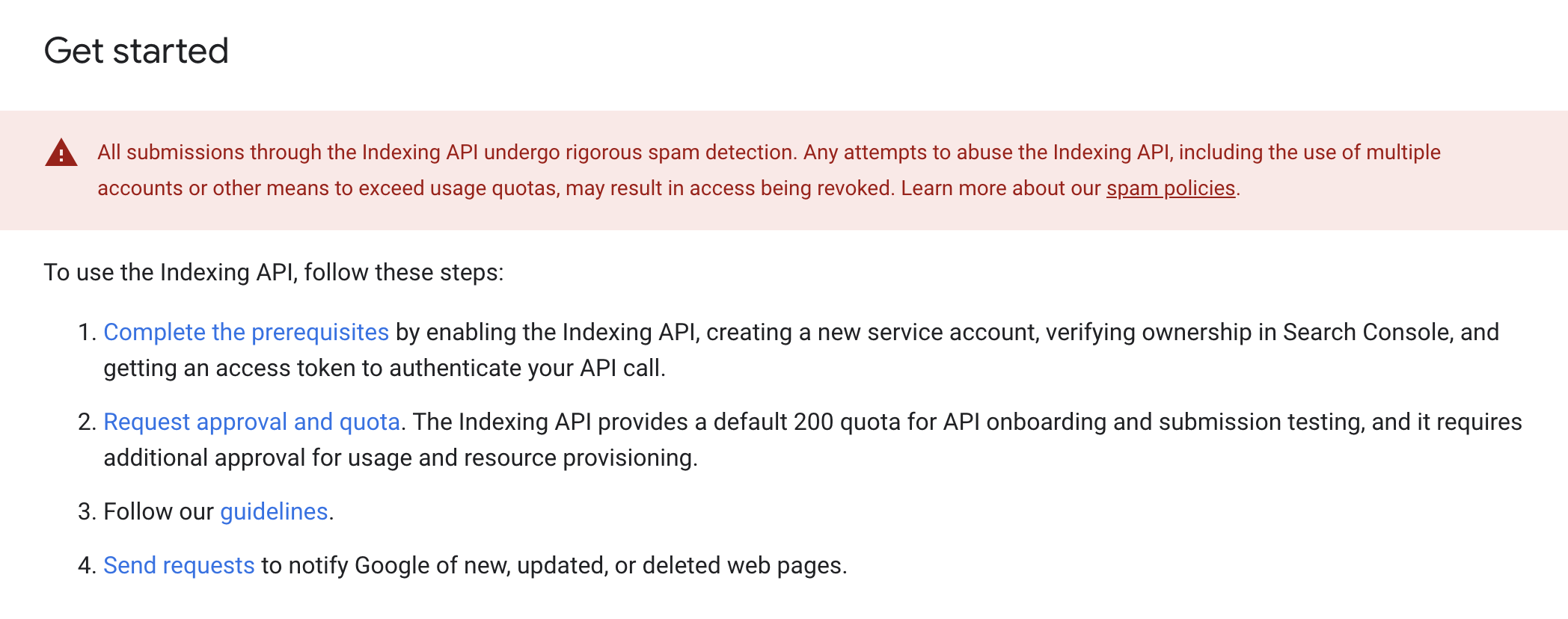 updated google indexing api documentation