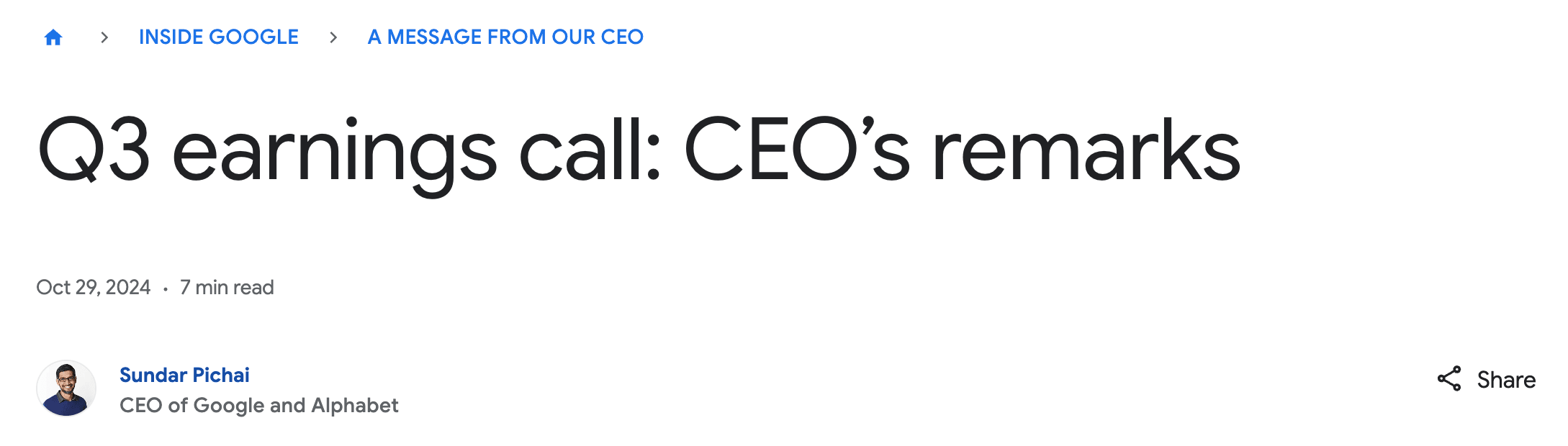 q3 earnings call from google