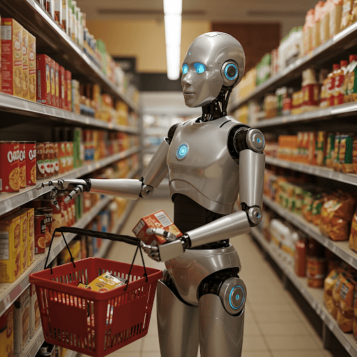 a robot shopping