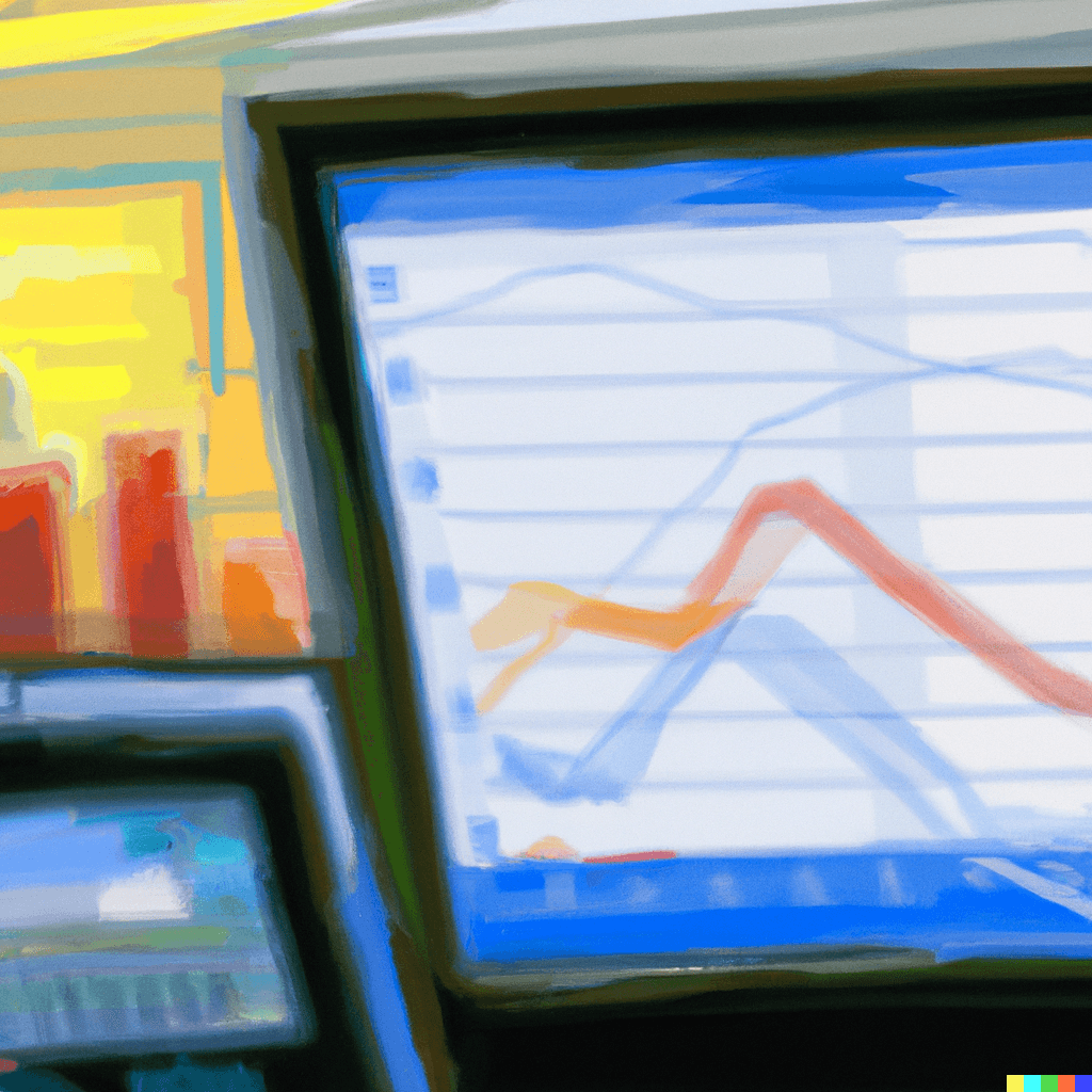 Comupter screen showing google analytics dashboard in oil painting style
