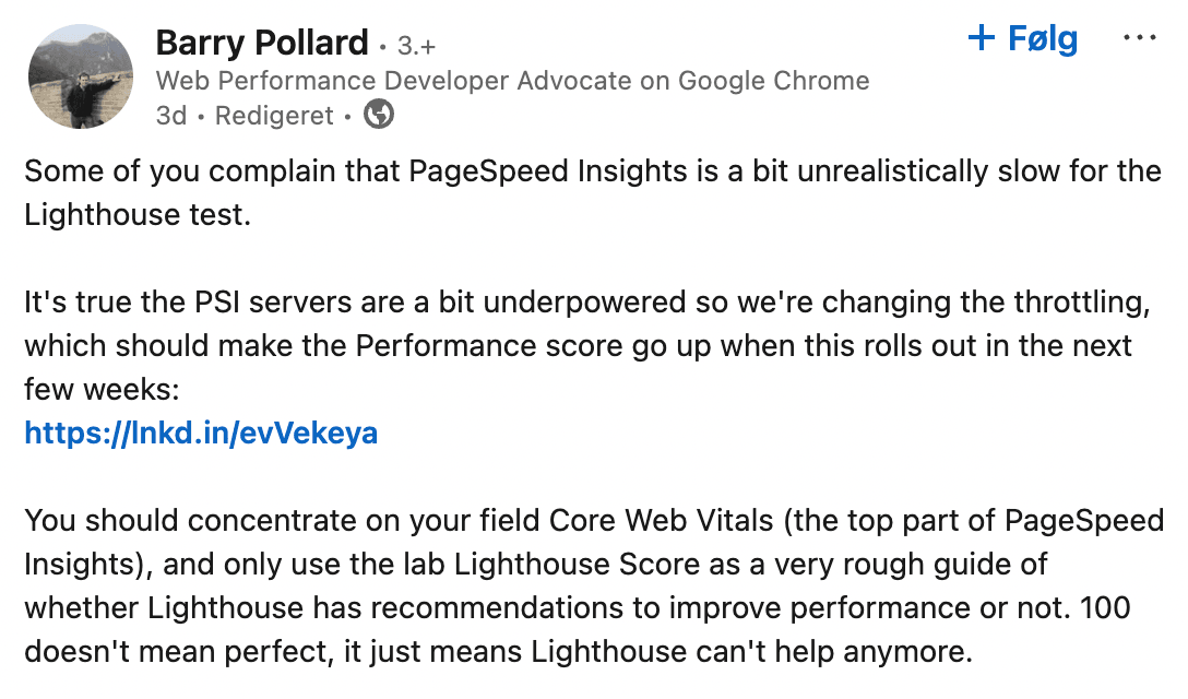 google on field data and lab data for core web vitals