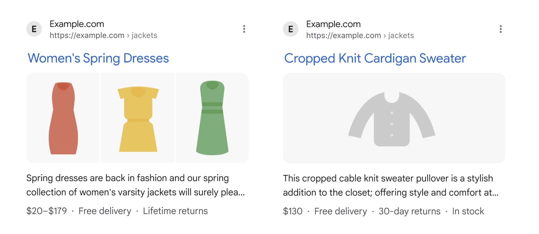 Shipping and Return feature of Google
