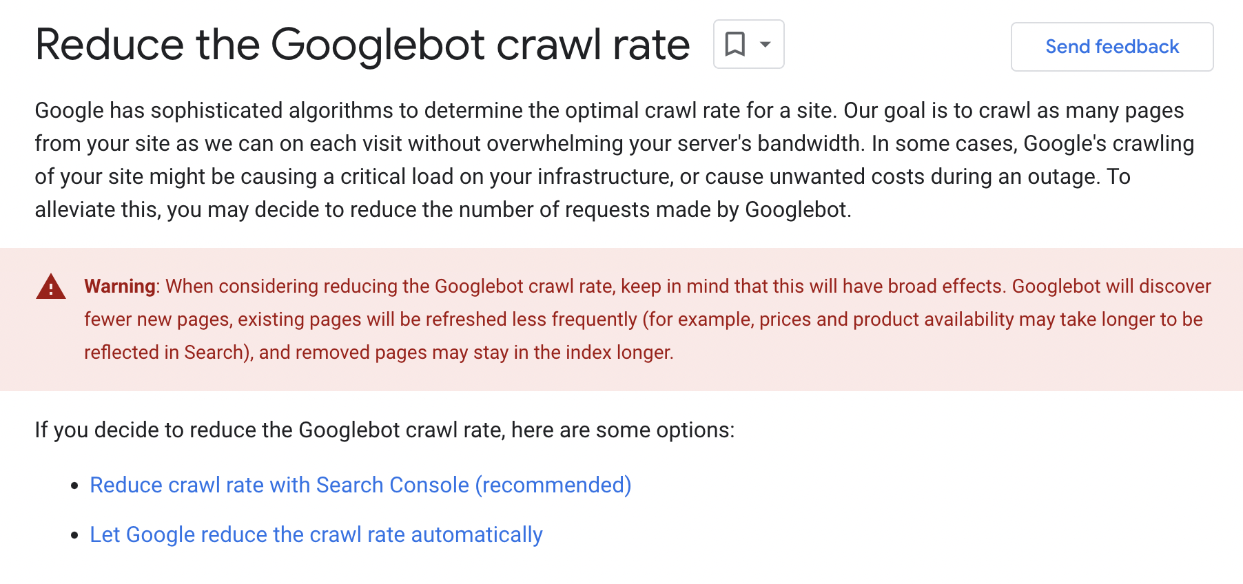 Reduce the googlebot crawl rate page